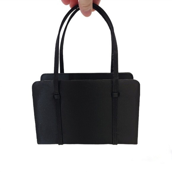 Handbags - Vintage Y2K La Regale Small Black Satin Mini Handbag